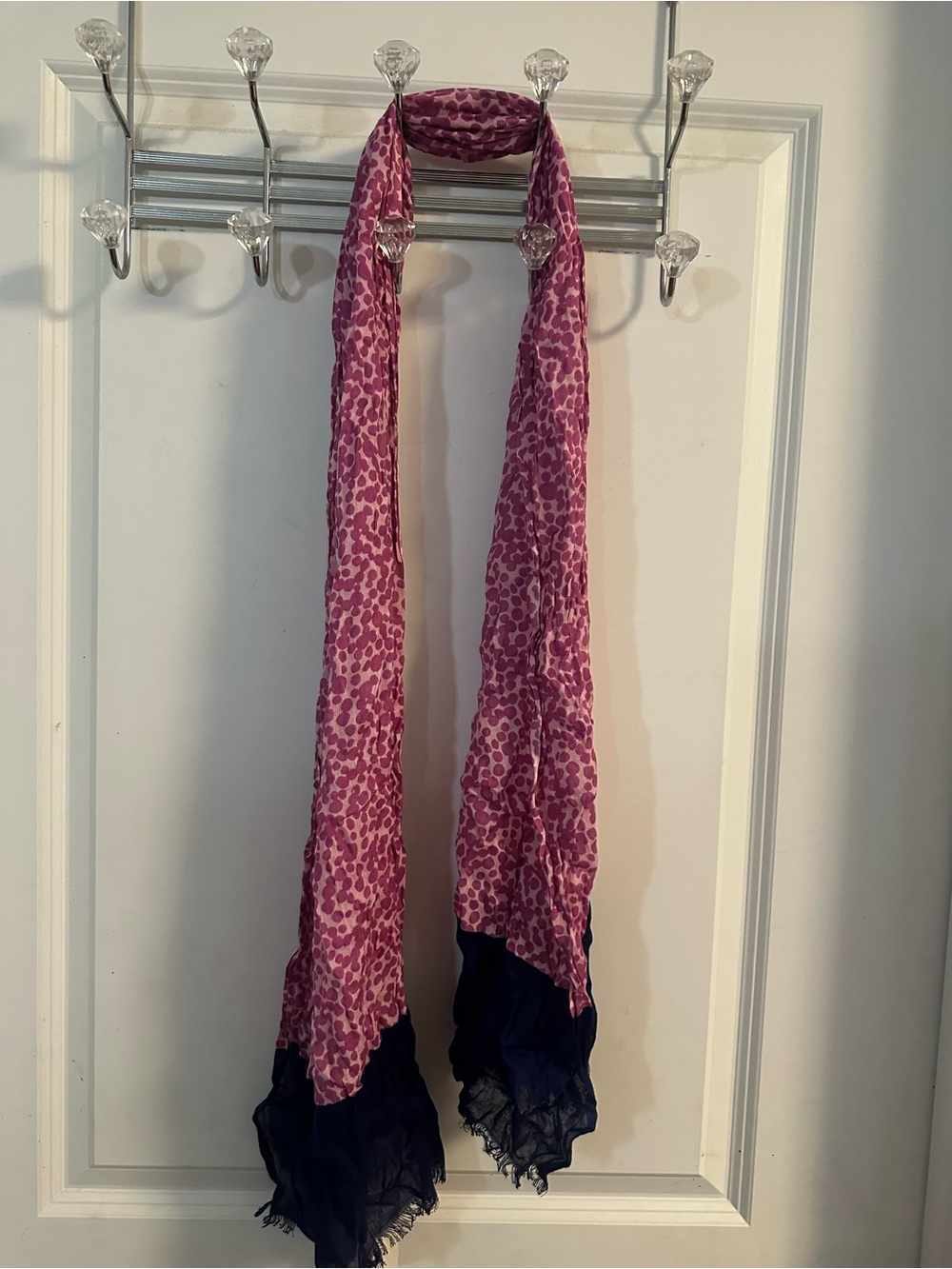 Banana Republic Pink Leopard Print Scarf with Navy Ends